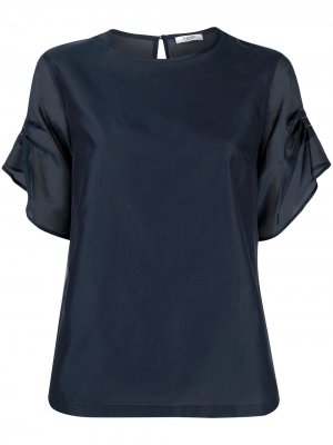 Блузка с оборками на рукавах Peserico. Цвет: синий