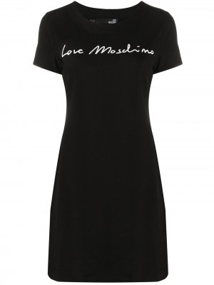 Платье-футболка с логотипом Love Moschino. Цвет: черный