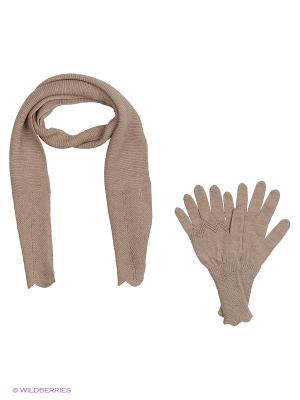Комплект (перчатки, шарф) R&I. Цвет: светло-бежевый