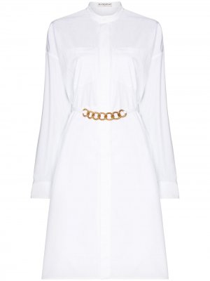 Платье-рубашка с длинными рукавами и цепочкой Givenchy. Цвет: белый