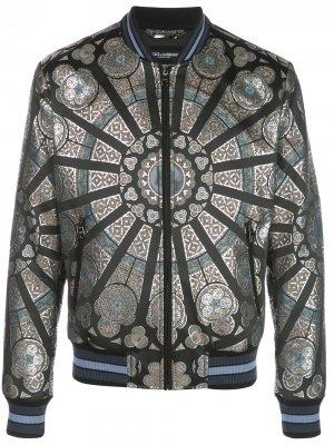Куртка-бомбер с принтом Dolce & Gabbana. Цвет: черный