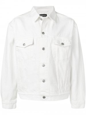 Джинсовая куртка с логотипом Balenciaga. Цвет: белый