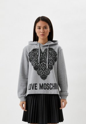 Худи Love Moschino. Цвет: серый