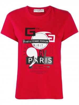 Футболка с принтом GV3 Paris Givenchy. Цвет: красный