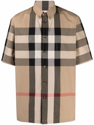 Button-down signature check shirt Burberry. Цвет: нейтральные цвета