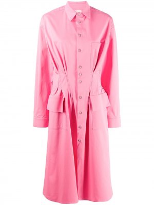 Платье-рубашка длины миди со складками на талии Natasha Zinko. Цвет: розовый
