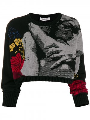 Укороченный жаккардовый свитер Valentino. Цвет: черный