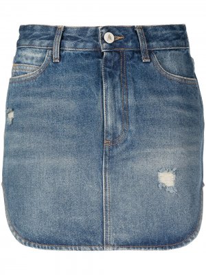 Джинсовая юбка мини с эффектом потертости The Attico. Цвет: синий