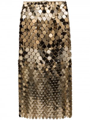 Декорированная юбка миди Paco Rabanne. Цвет: золотистый