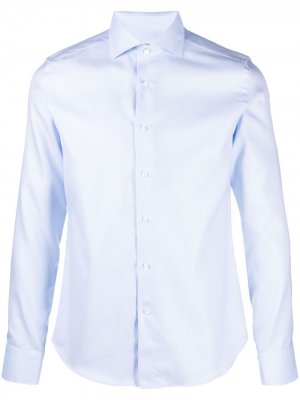 Рубашка со срезанным воротником Canali. Цвет: синий