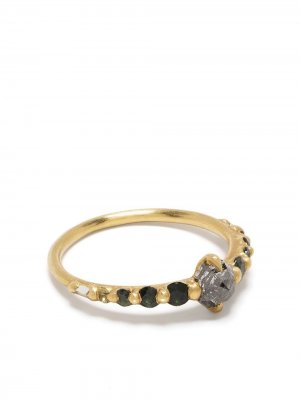 Золотое кольцо Imperial Garden Halo с бриллиантами и сапфирами Polly Wales. Цвет: золотистый