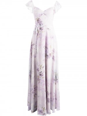 Длинное платье с цветочным принтом Marchesa Notte Bridesmaids. Цвет: белый