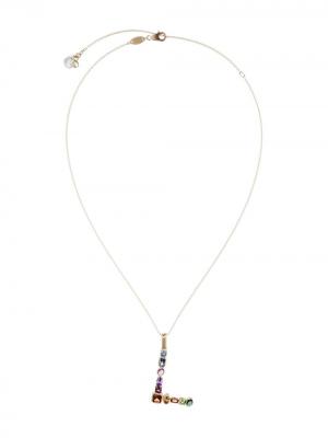 Колье с подвеской в форме буквы L из топазов Dolce & Gabbana. Цвет: золотистый