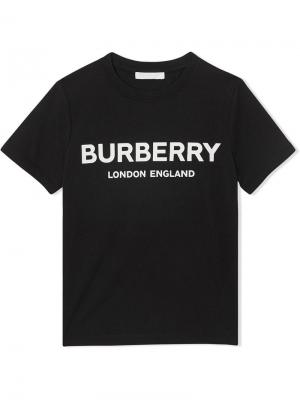 Футболка с логотипом Burberry Kids. Цвет: черный