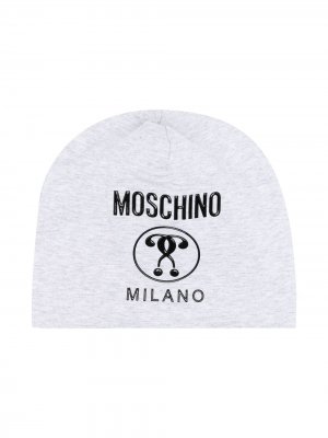 Шапка бини с логотипом Moschino Kids. Цвет: серый