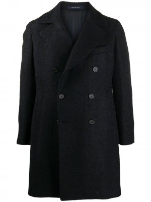 Двубортное пальто Arden с узором в елочку Tagliatore. Цвет: синий
