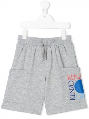 Шорты с накладными карманами и логотипом Kenzo Kids. Цвет: серый