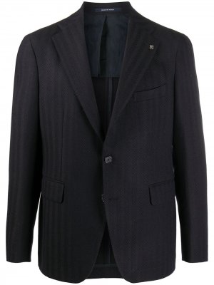 Однобортный пиджак с узором в елочку Tagliatore. Цвет: синий