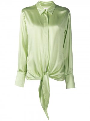Атласная рубашка Lido с завязками Galvan. Цвет: зеленый