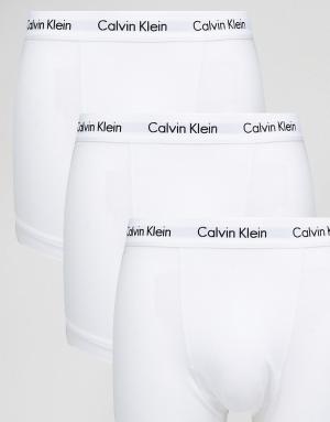 Набор из 3 боксеров-брифов эластичного хлопка Calvin Klein. Цвет: белый