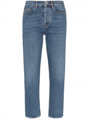 Укороченные джинсы прямого кроя Jeanerica. Цвет: синий