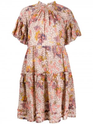 Платье с цветочным принтом и оборками Ulla Johnson. Цвет: нейтральные цвета