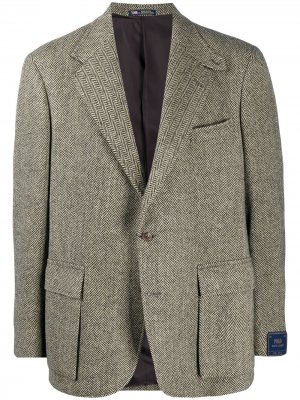 Однобортный пиджак с узором в елочку Polo Ralph Lauren. Цвет: коричневый