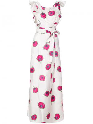 Длинное платье с оборками и цветочным рисунком La Doublej. Цвет: белый
