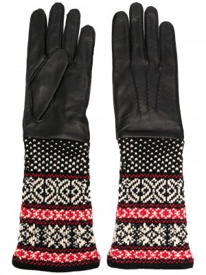 Перчатки с орнаментом Yohji Yamamoto. Цвет: черный