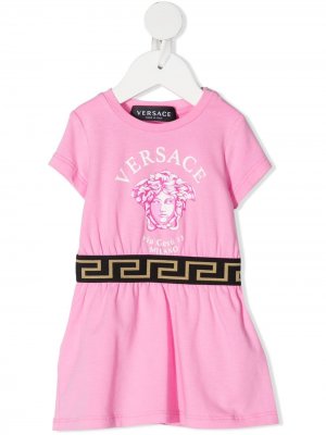 Платье с принтом Medusa Versace Kids. Цвет: розовый