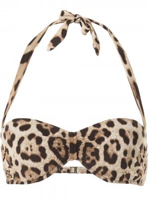 Лиф бикини с леопардовым принтом Dolce & Gabbana. Цвет: коричневый