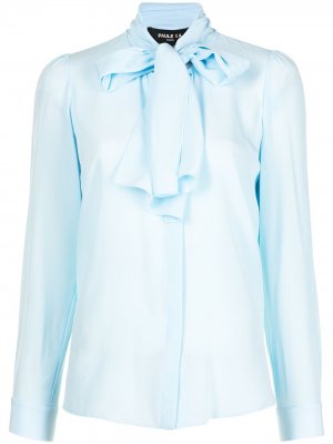 Крепдешиновая блузка с бантом Paule Ka. Цвет: синий