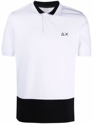 Рубашка поло в стиле колор-блок с логотипом Sun 68. Цвет: белый