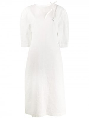 Платье-рубашка миди с объемными рукавами Jil Sander. Цвет: белый