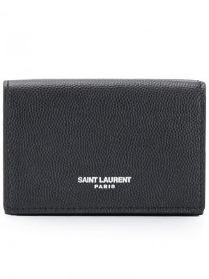 Картхолдер с зернистой фактурой Saint Laurent. Цвет: черный