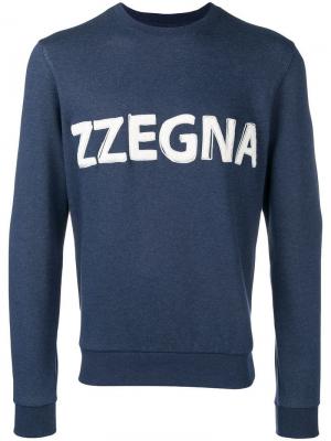 Толстовка с принтом логотипа Z Zegna. Цвет: синий