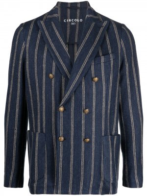 Двубортный пиджак в полоску Circolo 1901. Цвет: синий