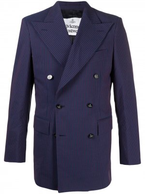 Двубортный пиджак в полоску Vivienne Westwood. Цвет: синий