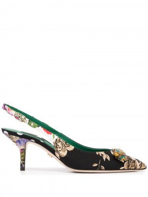 Туфли с ремешком на пятке и принтом Dolce & Gabbana. Цвет: черный