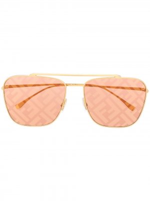 Солнцезащитные очки-авиаторы с логотипом FF Fendi Eyewear. Цвет: золотистый