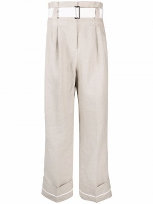 Широкие брюки со складками GANNI. Цвет: нейтральные цвета