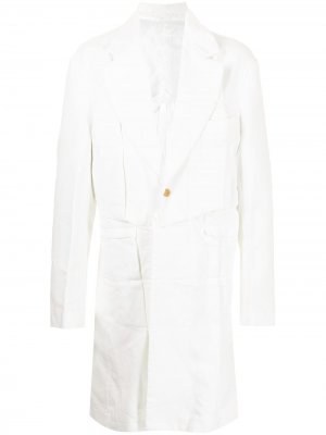 Удлиненный пиджак с декоративной строчкой Comme Des Garçons Homme Plus. Цвет: белый