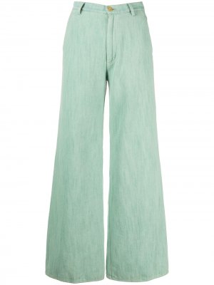 Широкие джинсы Forte. Цвет: зеленый