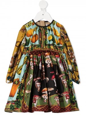 Платье с графичным принтом Dolce & Gabbana Kids. Цвет: синий