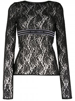 Кружевной топ с длинными рукавами Dolce & Gabbana. Цвет: черный