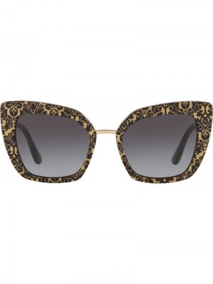 Солнцезащитные очки в массивной оправе с блестками Dolce & Gabbana Eyewear. Цвет: черный