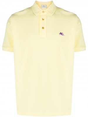 Рубашка поло с короткими рукавами и вышитым логотипом Etro. Цвет: желтый