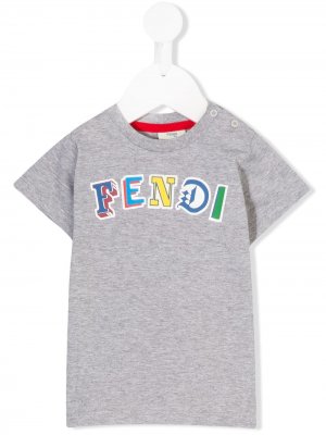 Branded short sleeve T-shirt Fendi Kids. Цвет: серый