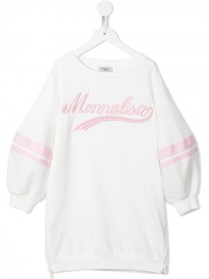 Платье-свитер с логотипом Monnalisa. Цвет: белый