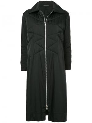 Длинное стеганое пальто Yohji Yamamoto Pre-Owned. Цвет: черный